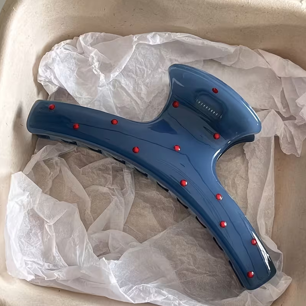 Hi Tech Accessories - 2 Blue Teardrop-Shaped Red Ribbon Hair