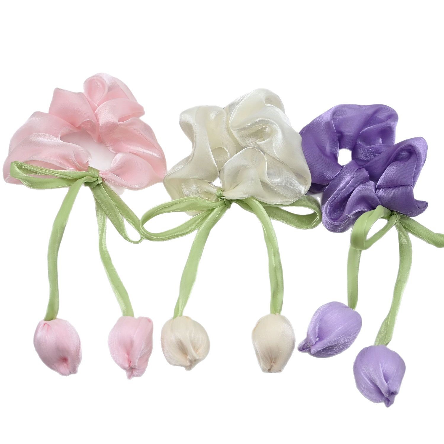 3PCS Tulip Flower Scrunchies - - огляд і ціна Hi Tech Accessories