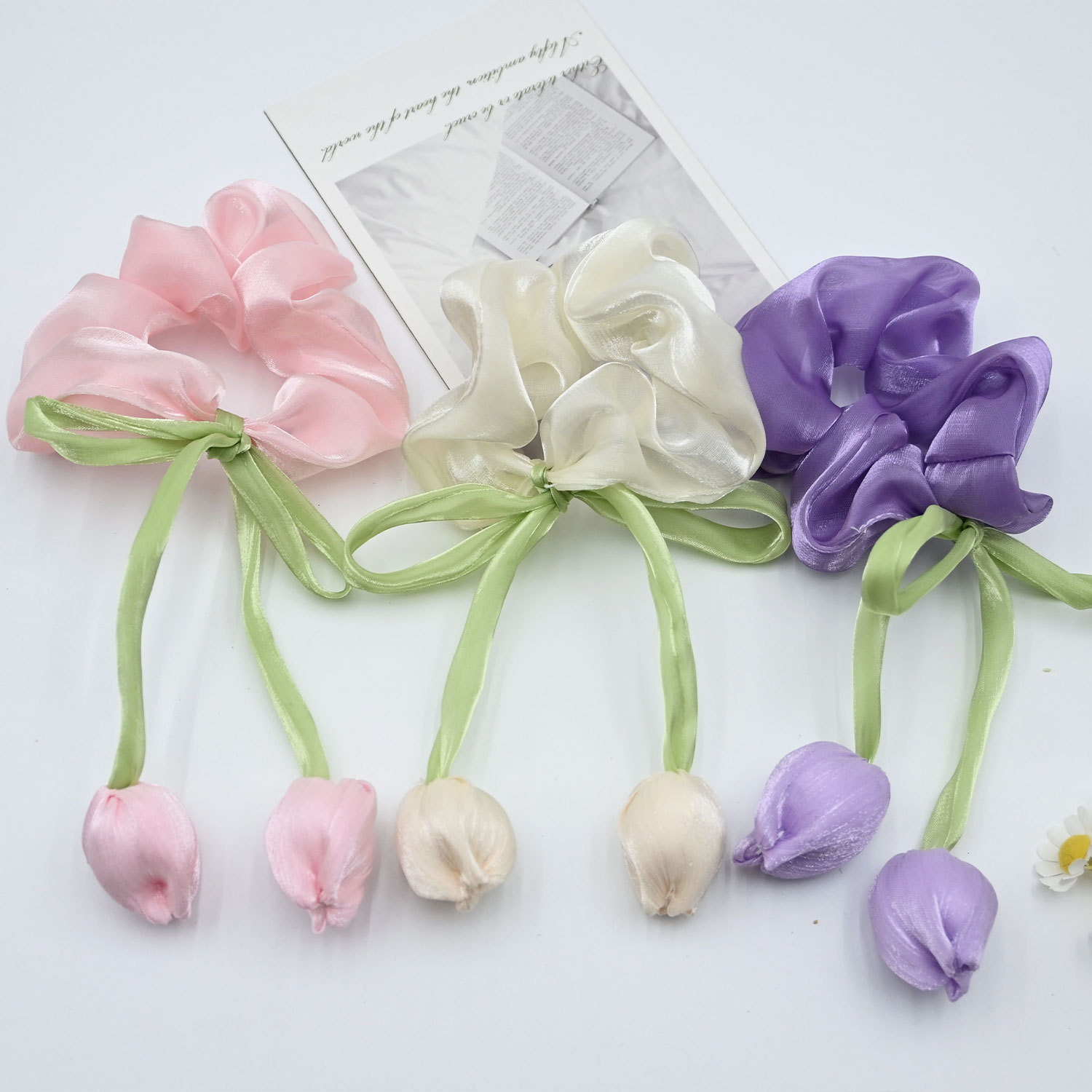 3PCS Tulip Flower Scrunchies - - огляд і ціна Hi Tech Accessories